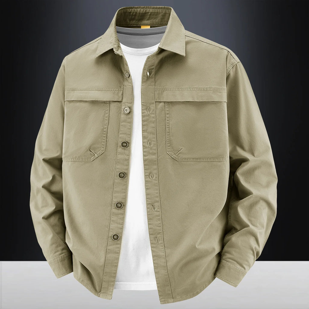 2026 New Style Casual Retro Long-Sleeved Shirt Men's Spring/Autumn Workwear Pure Cotton Washed Shirt Jacket Coat